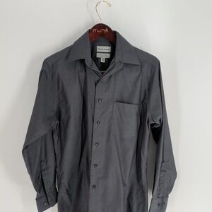 David Taylor Wrinkle Free Classic Button-Up Dress Shirt Dark Gray Size S (32/33)
